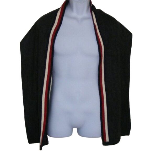 TOMMY HILFIGER Scarf, Charcoal Gray Acrylic, Red/White Stripe accent, Bar logo - Picture 4 of 8